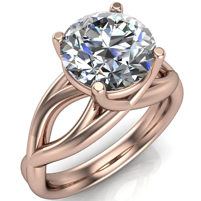 Miranda Round Center Stone 4 Prong Split Shank Engagement Ring Fire Brilliance Rings