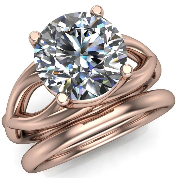 Miranda Round Center Stone 4 Prong Split Shank Engagement Ring Fire Brilliance Rings