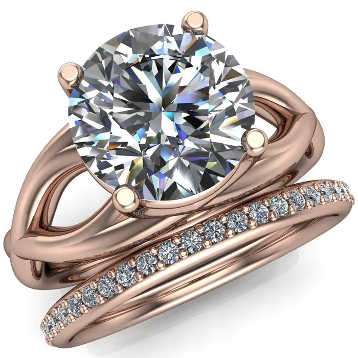 Miranda Round Center Stone 4 Prong Split Shank Engagement Ring Fire Brilliance Rings