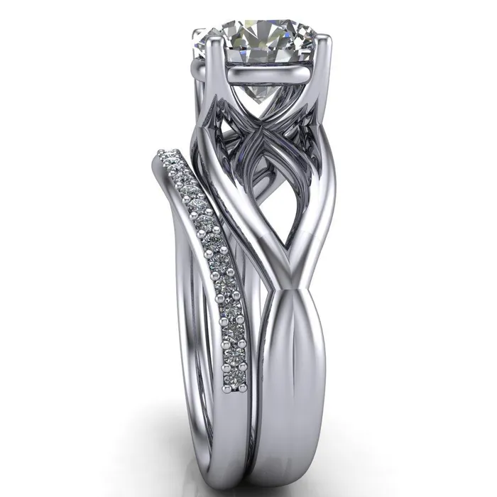 Miranda Round Center Stone 4 Prong Split Shank Engagement Ring Fire Brilliance Rings