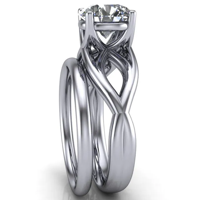 Miranda Round Center Stone 4 Prong Split Shank Engagement Ring Fire Brilliance Rings