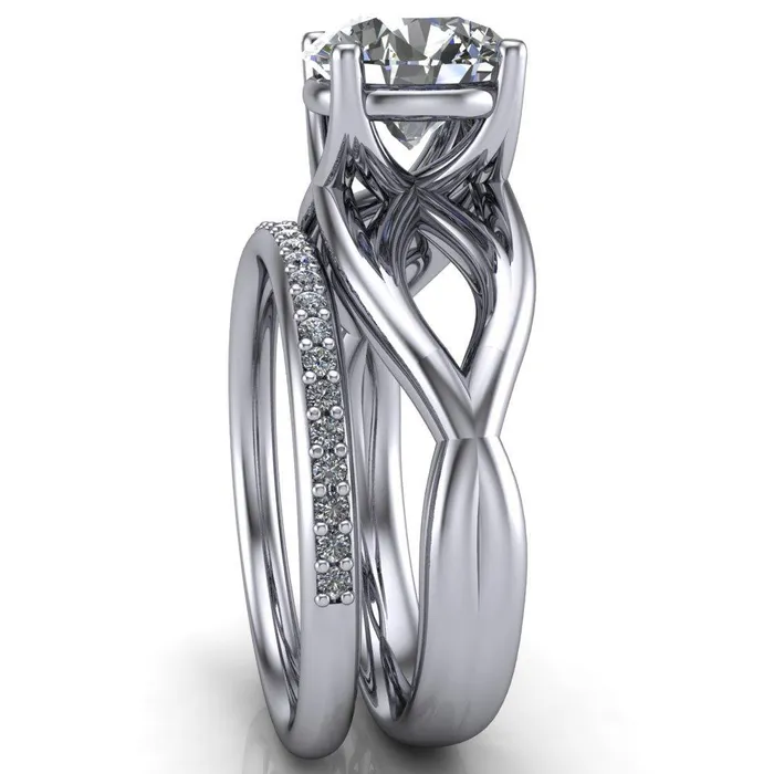 Miranda Round Center Stone 4 Prong Split Shank Engagement Ring Fire Brilliance Rings