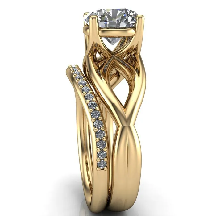 Miranda Round Center Stone 4 Prong Split Shank Engagement Ring Fire Brilliance Rings