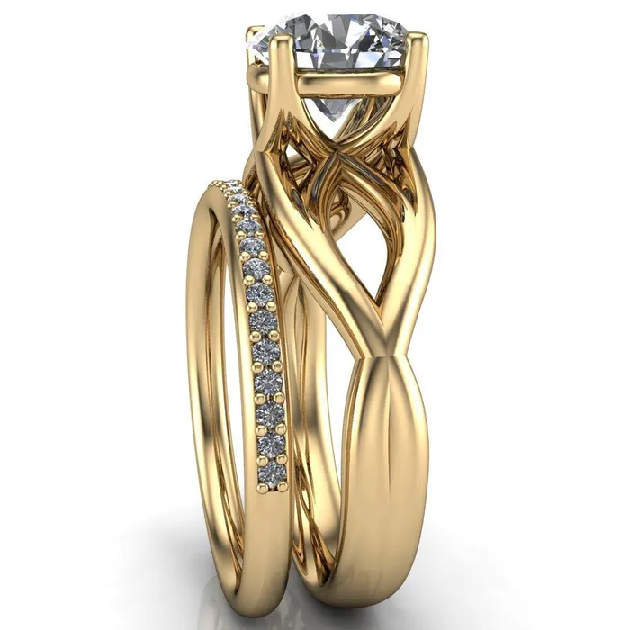Miranda Round Center Stone 4 Prong Split Shank Engagement Ring Fire Brilliance Rings