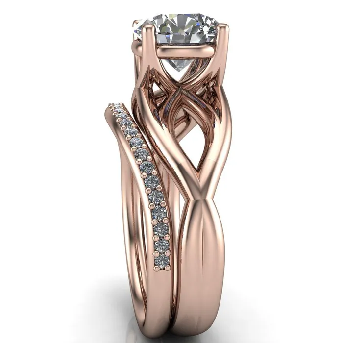 Miranda Round Center Stone 4 Prong Split Shank Engagement Ring Fire Brilliance Rings