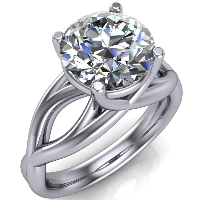 Miranda Round Center Stone 4 Prong Split Shank Engagement Ring Fire Brilliance Rings