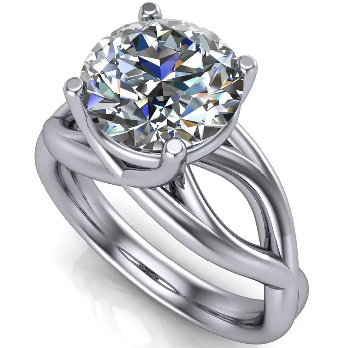 Miranda Round Center Stone 4 Prong Split Shank Engagement Ring Fire Brilliance Rings