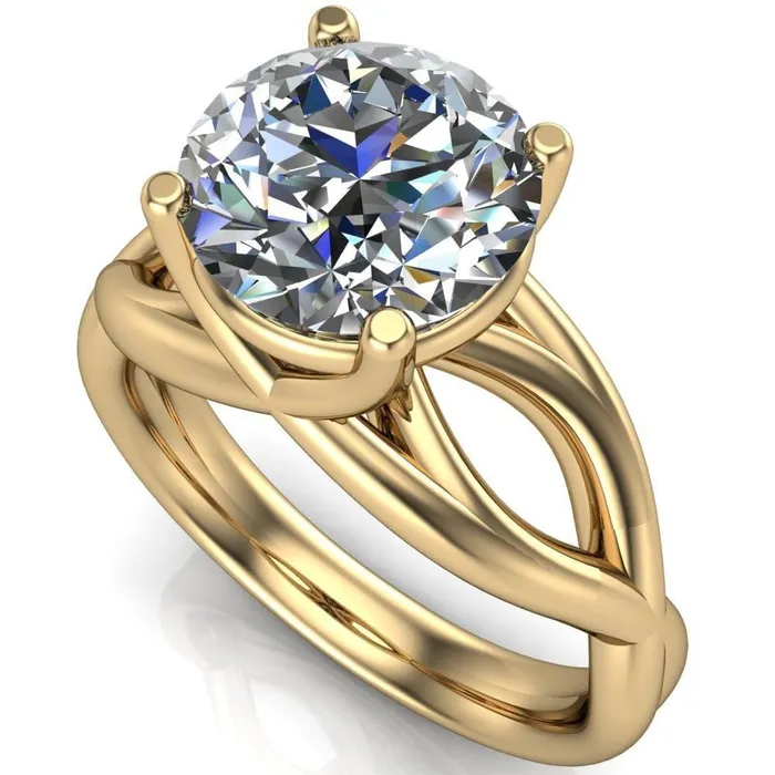 Miranda Round Center Stone 4 Prong Split Shank Engagement Ring Fire Brilliance Rings