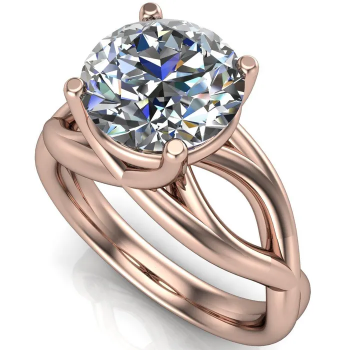 Miranda Round Center Stone 4 Prong Split Shank Engagement Ring Fire Brilliance Rings