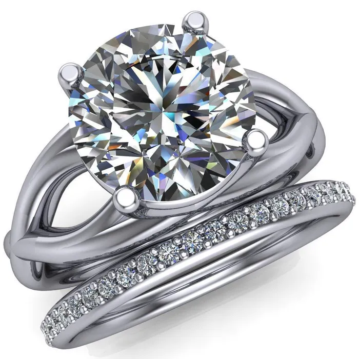 Miranda Round Center Stone 4 Prong Split Shank Engagement Ring Fire Brilliance Rings