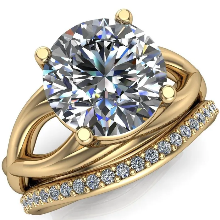 Miranda Round Center Stone 4 Prong Split Shank Engagement Ring Fire Brilliance Rings