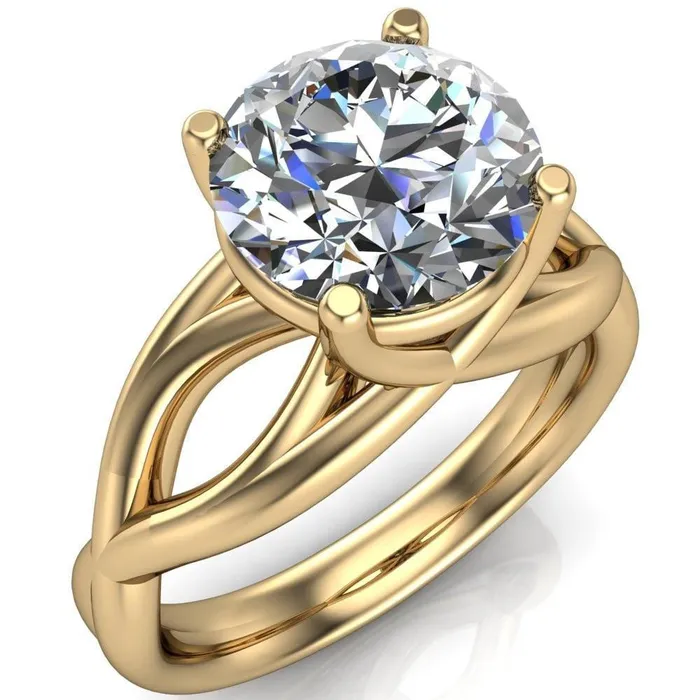 Miranda Round Center Stone 4 Prong Split Shank Engagement Ring Fire Brilliance Rings