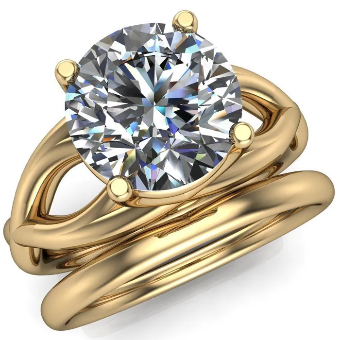 Miranda Round Center Stone 4 Prong Split Shank Engagement Ring Fire Brilliance Rings