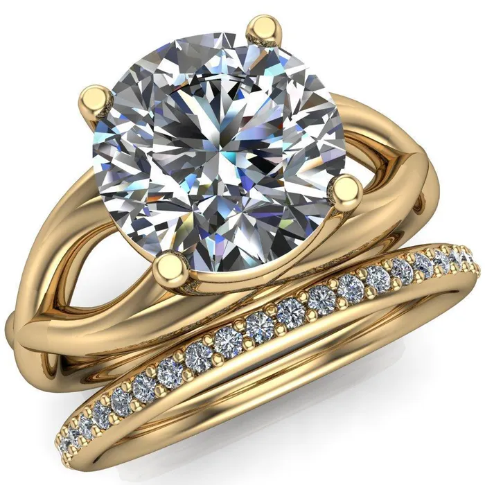 Miranda Round Center Stone 4 Prong Split Shank Engagement Ring Fire Brilliance Rings