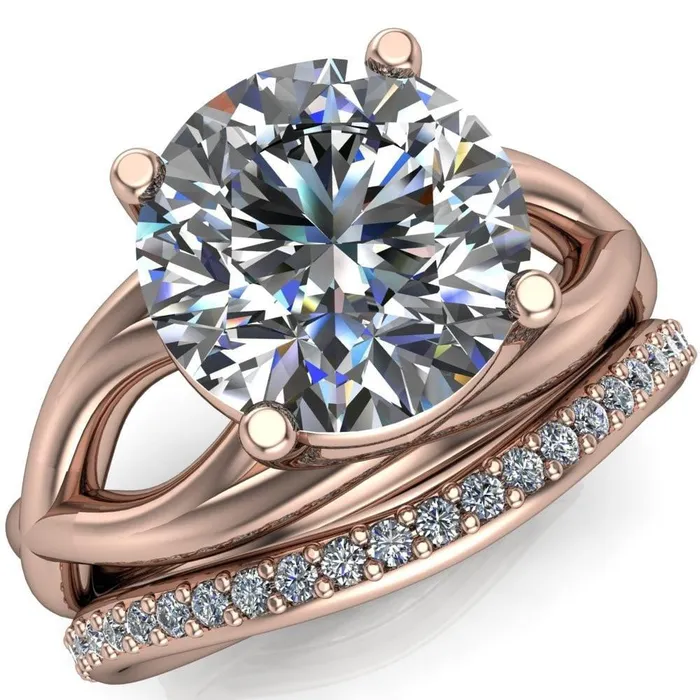 Miranda Round Center Stone 4 Prong Split Shank Engagement Ring Fire Brilliance Rings