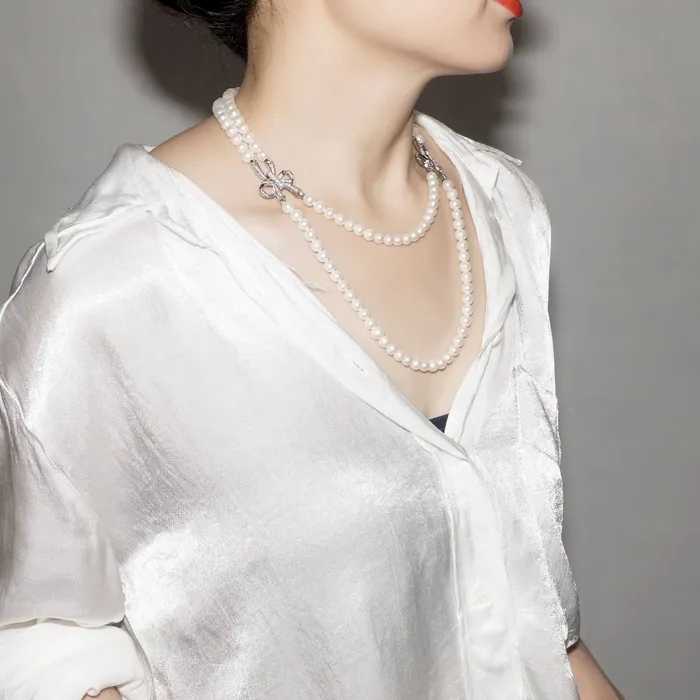 Necklaces Pearly Lustre Princess Length 2layer Freshwater Pearl Necklace WN00227