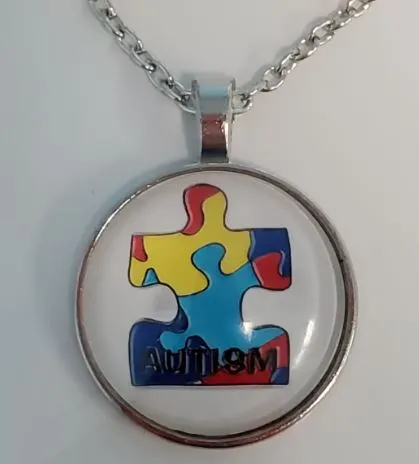 Necklaces polly N64 Silver Autism Awareness Necklace with FREE Earrings