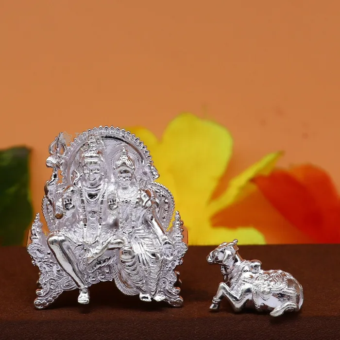 Necklaces TRIBAL ORNAMENTS 925 Sterling silver idols Lord Shiva and goddess Parwati maa and nandi divine statue figurine puja articles best gift silver article art724 Necklaces TRIBAL ORNAMENTS 925 Sterling silver idols Lord Shiva and goddess Parwati maa and nandi divine statue figurine puja articles best gift silver article art724