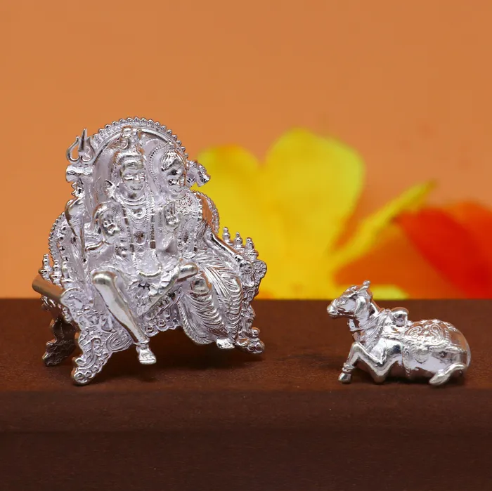 Necklaces TRIBAL ORNAMENTS 925 Sterling silver idols Lord Shiva and goddess Parwati maa and nandi divine statue figurine puja articles best gift silver article art724 Necklaces TRIBAL ORNAMENTS 925 Sterling silver idols Lord Shiva and goddess Parwati maa and nandi divine statue figurine puja articles best gift silver article art724