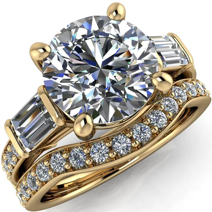 Paphos Round Center Stone Diamond Baguette Side Channel Engagement Ring Fire Brilliance Rings Paphos Round Center Stone Diamond Baguette Side Channel Engagement Ring Fire Brilliance Rings