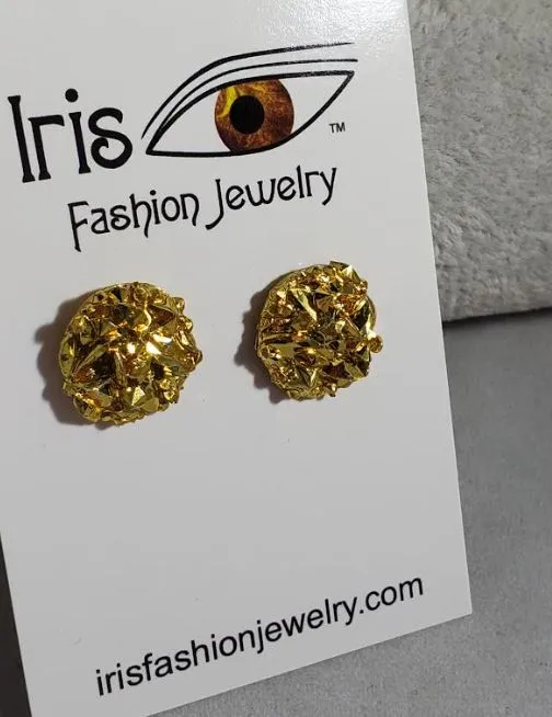 POLLY AZ1504 Gold Gem Cluster Earrings Earrings