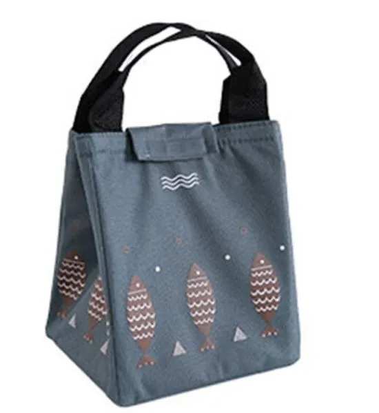 Polly Necklaces G210 Gray Fish Insulated Lunch Tote with Velcro Closure