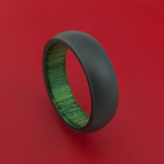 Rings Lashbrook Black Zirconium Ring with Interior Hardwood Sleeve Custom Made Band Rings Lashbrook Black Zirconium Ring with Interior Hardwood Sleeve Custom Made Band