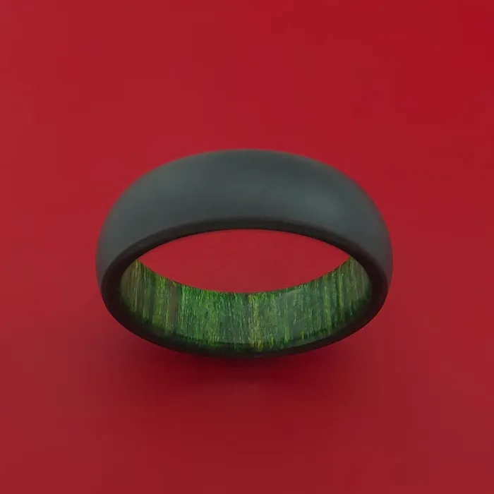 Rings Lashbrook Black Zirconium Ring with Interior Hardwood Sleeve Custom Made Band Rings Lashbrook Black Zirconium Ring with Interior Hardwood Sleeve Custom Made Band