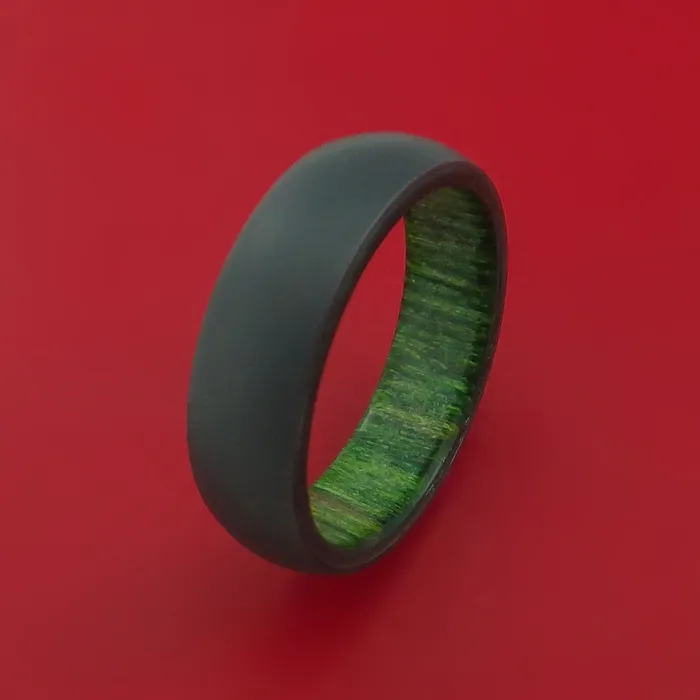 Rings Lashbrook Black Zirconium Ring with Interior Hardwood Sleeve Custom Made Band Rings Lashbrook Black Zirconium Ring with Interior Hardwood Sleeve Custom Made Band