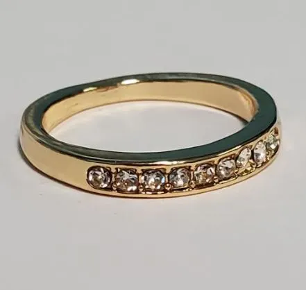 Rings POLLY R447 Gold Band with Rhinestones Ring