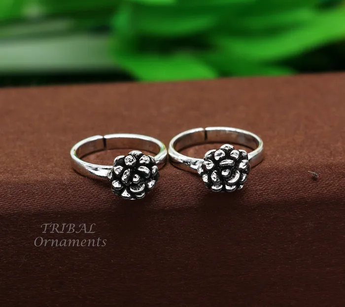 Rings TribalOrnaments 925 sterling silver excellent vintage floral design handmade toe ring toe band stylish modern womens brides jewelry from india ytr42