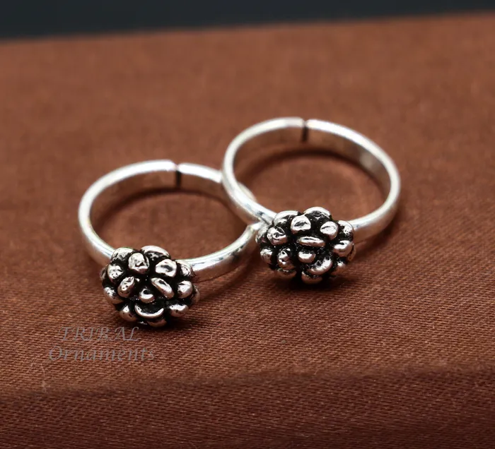 Rings TribalOrnaments 925 sterling silver excellent vintage floral design handmade toe ring toe band stylish modern womens brides jewelry from india ytr42