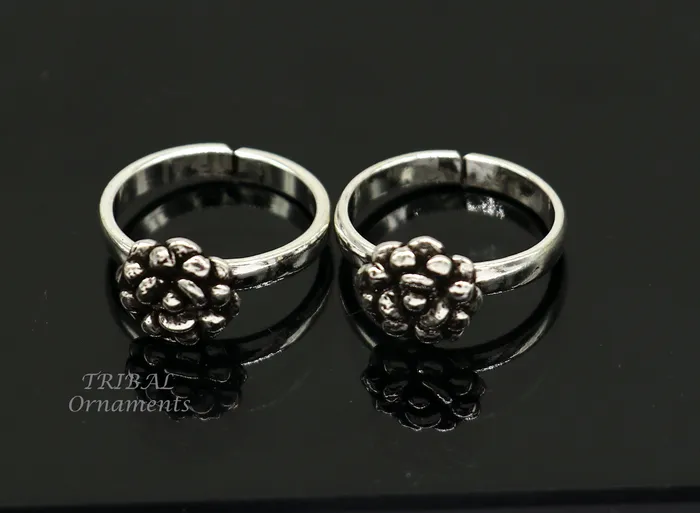 Rings TribalOrnaments 925 sterling silver excellent vintage floral design handmade toe ring toe band stylish modern womens brides jewelry from india ytr42