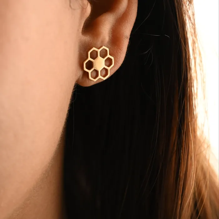 Rose Gold Honeycomb Stud Earrings Jewelvers Earrings Rose Gold Honeycomb Stud Earrings Jewelvers Earrings