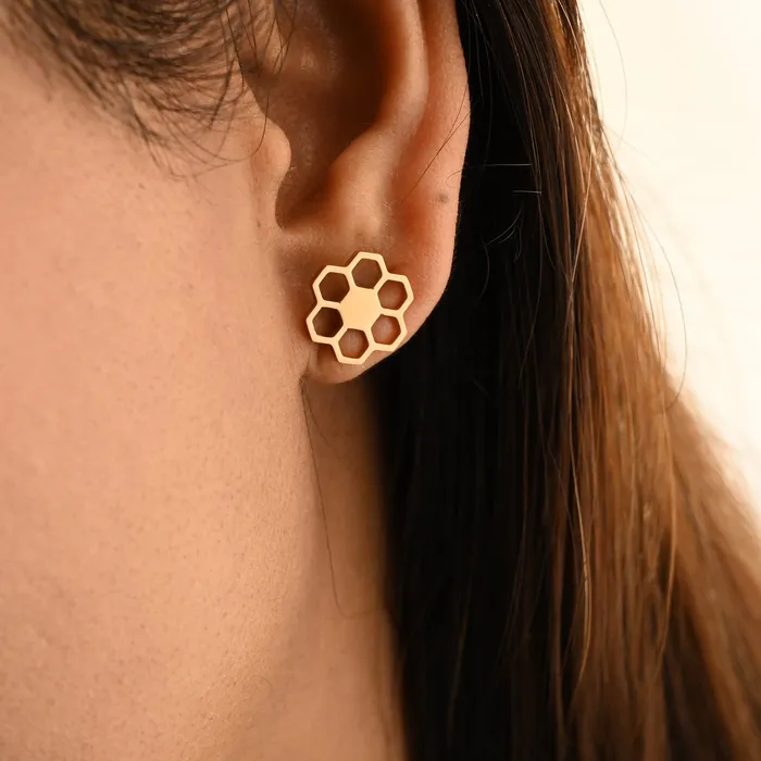 Rose Gold Honeycomb Stud Earrings Jewelvers Earrings Rose Gold Honeycomb Stud Earrings Jewelvers Earrings
