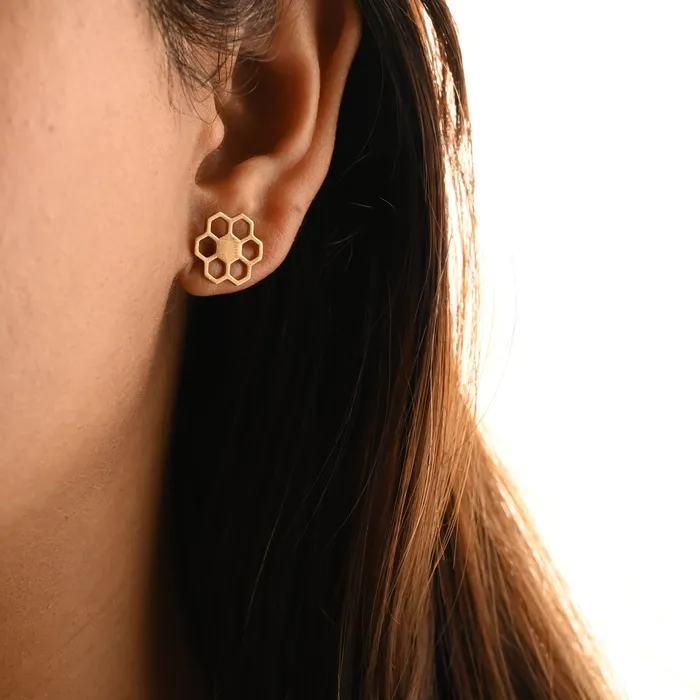 Rose Gold Honeycomb Stud Earrings Jewelvers Earrings Rose Gold Honeycomb Stud Earrings Jewelvers Earrings