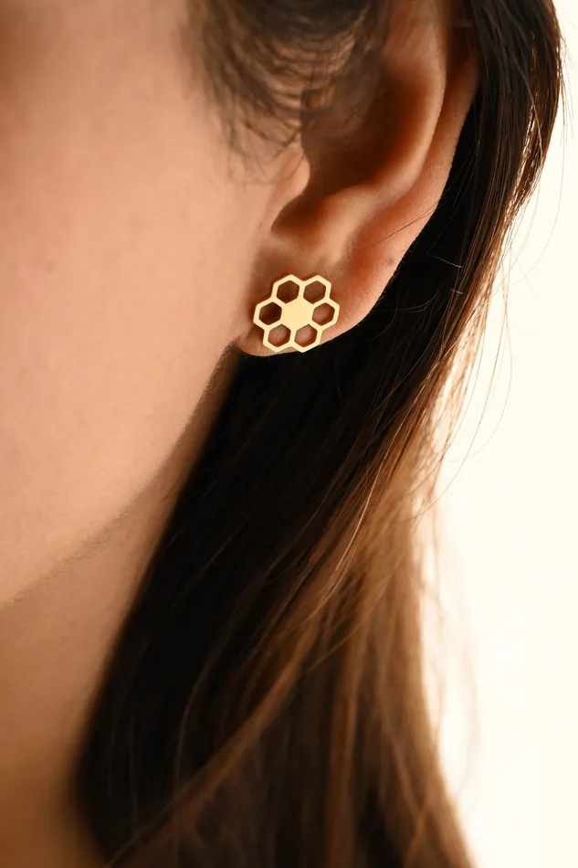 Rose Gold Honeycomb Stud Earrings Jewelvers Earrings Rose Gold Honeycomb Stud Earrings Jewelvers Earrings