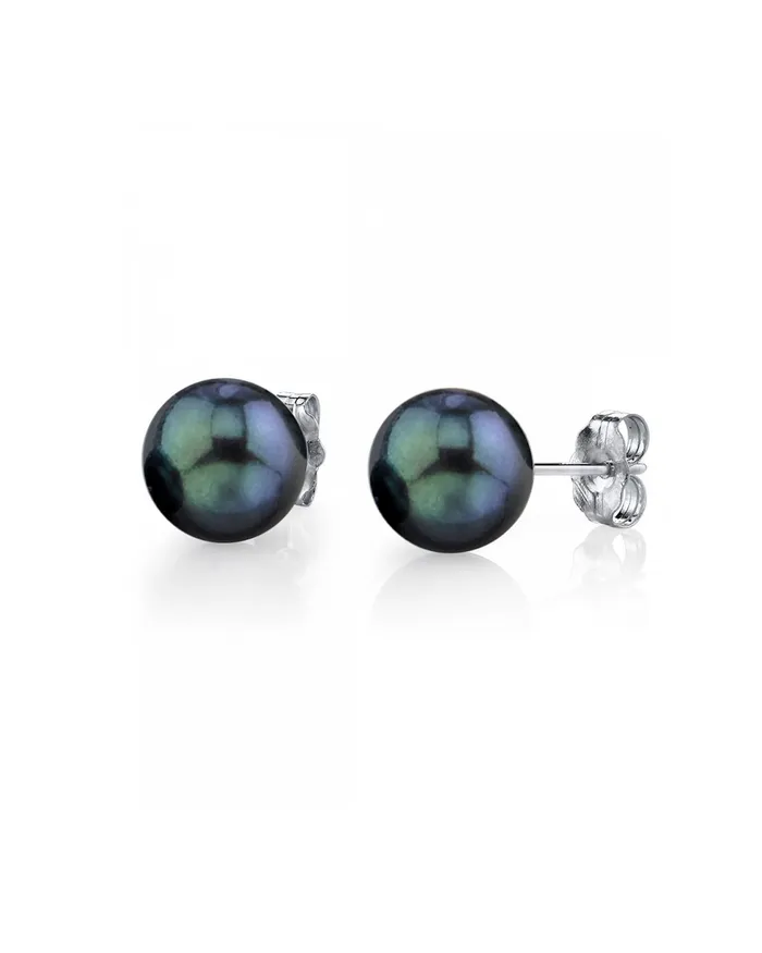 spt Earrings 6065mm Black Akoya Round Pearl Stud Earrings
