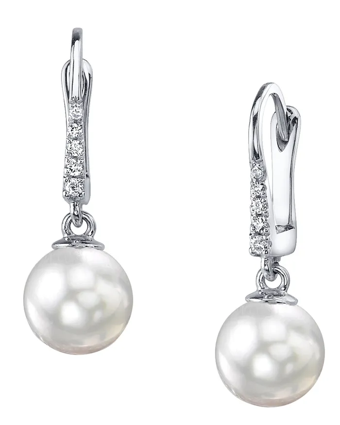 spt Earrings White South Sea Pearl Diamond Equinox Dangle Earrings