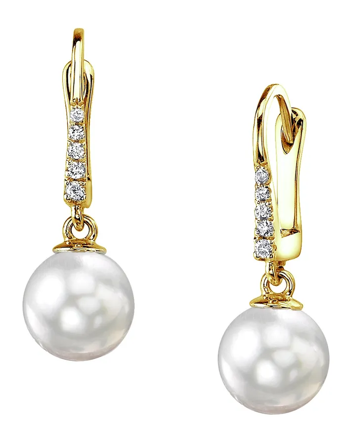 spt Earrings White South Sea Pearl Diamond Equinox Dangle Earrings