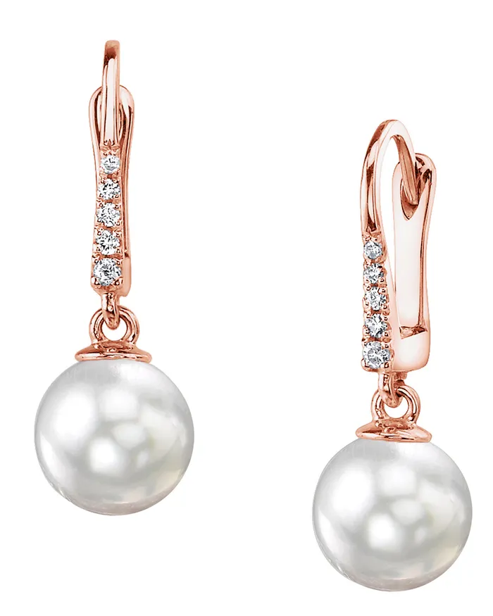 spt Earrings White South Sea Pearl Diamond Equinox Dangle Earrings