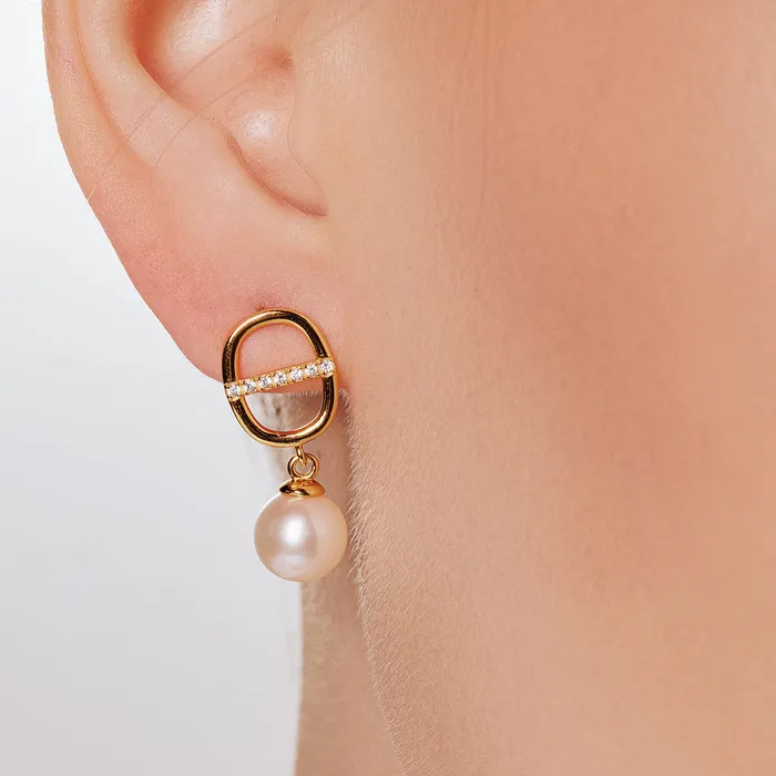 Top Grade Freshwater Pearl Earrings WE00812 CONNECT Pearly Lustre Earrings