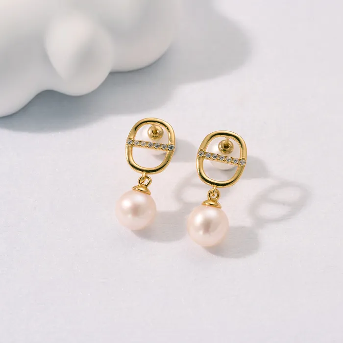 Top Grade Freshwater Pearl Earrings WE00812 CONNECT Pearly Lustre Earrings