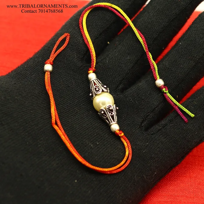 TRIBAL ORNAMENTS Bracelets 925 sterling silver handmade beautiful design with pearls Rakhi Bracelet amazing stylish gift for Rakshabandhan rk132 TRIBAL ORNAMENTS Bracelets 925 sterling silver handmade beautiful design with pearls Rakhi Bracelet amazing stylish gift for Rakshabandhan rk132