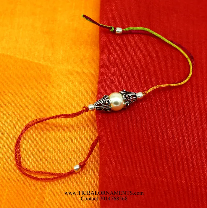 TRIBAL ORNAMENTS Bracelets 925 sterling silver handmade beautiful design with pearls Rakhi Bracelet amazing stylish gift for Rakshabandhan rk132