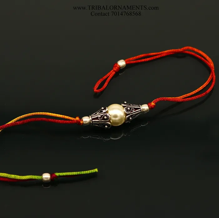 TRIBAL ORNAMENTS Bracelets 925 sterling silver handmade beautiful design with pearls Rakhi Bracelet amazing stylish gift for Rakshabandhan rk132