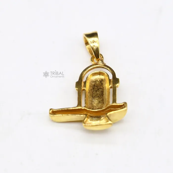 TRIBAL ORNAMENTS Necklaces 925 sterling silver divine Hindu idol Lord Shiva lingam gold polished pendant excellent gifting unisex locket pendant jewelry nsp781