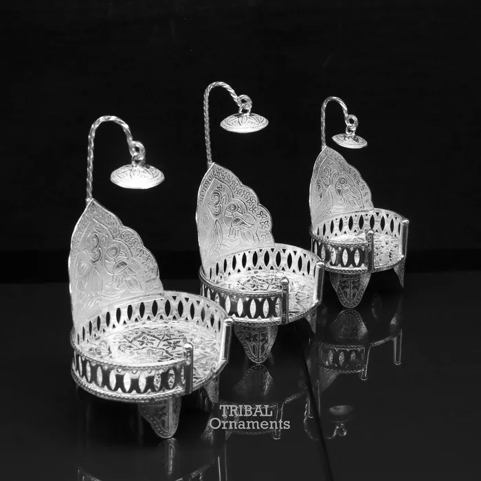 TRIBAL ORNAMENTS Necklaces 925 sterling silver solid Singhasan singhasan idol god throne god statues stand chair temple puja article best collectible gift su796