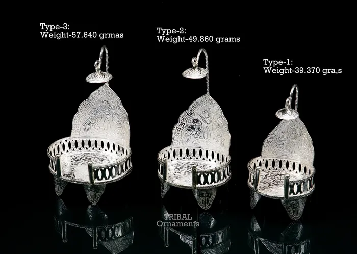 TRIBAL ORNAMENTS Necklaces 925 sterling silver solid Singhasan singhasan idol god throne god statues stand chair temple puja article best collectible gift su796