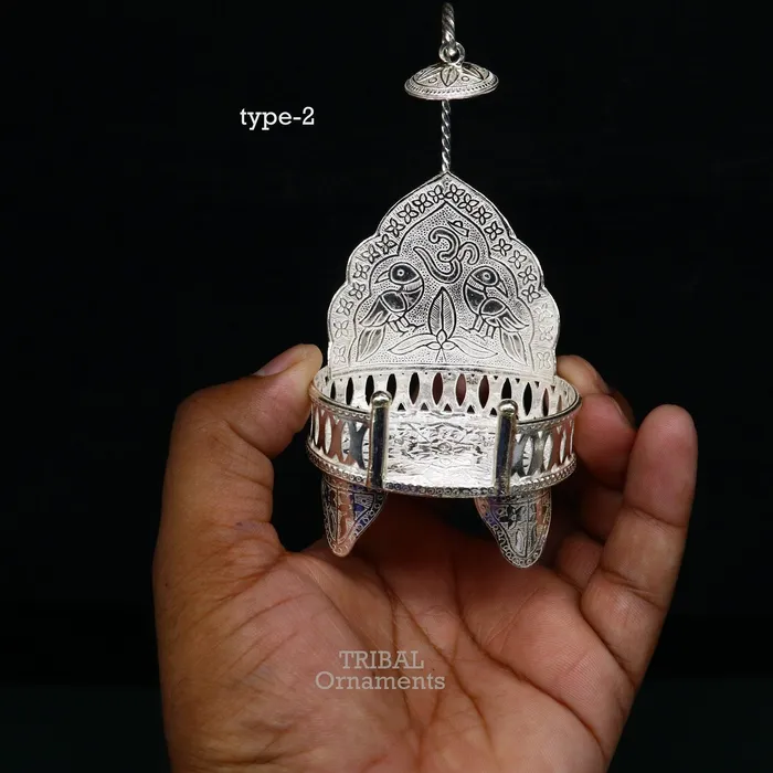 TRIBAL ORNAMENTS Necklaces 925 sterling silver solid Singhasan singhasan idol god throne god statues stand chair temple puja article best collectible gift su796